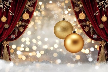 red christmas background Merry Christmas and Happy Holidays greeting card, frame, banner. New Year. Noel. Red and white Christmas decorations and g top view. Winter xmas holiday celebration