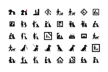 Collection of dog related black icons