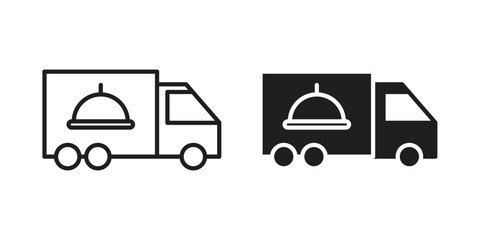 Food truck icon. Outline, Glyph and Filled Outline Style