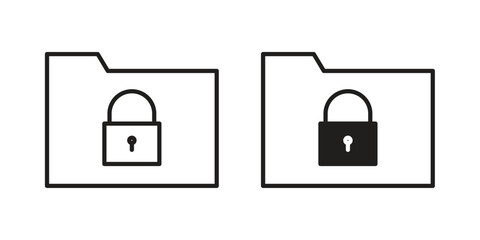 Folder security icon. Outline, Glyph and Filled Outline Style