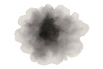 Puff of grey smoke or dust cloud creating a soft atmospheric texture for digital designs, isolated with transparent background