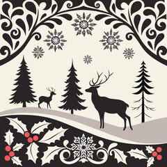 Naklejka premium christmas background with deer