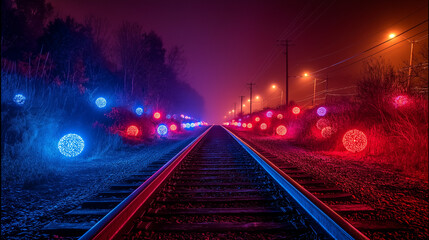 Glowing Ornaments Along Railway with Supernatural Holiday Energy