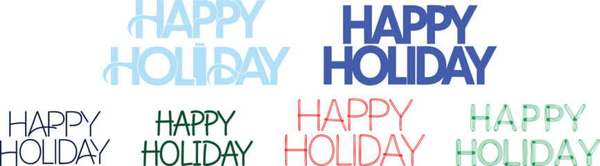 Happy Holiday Typography Set – Modern Festive Lettering, Christmas & New Year Text Design Collection