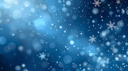 Beautiful winter background with falling snowflakes and bokeh lights creates a magical holiday feeling, perfect for festive season promotions and greetings