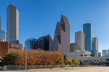 Houston downtown at sunny autumn day, in Houston, Texas, USA