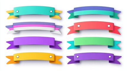 Obraz premium Collection of Colorful Ribbon Banners With Labels and Tags for Various Uses in Flat Design on a White Background
