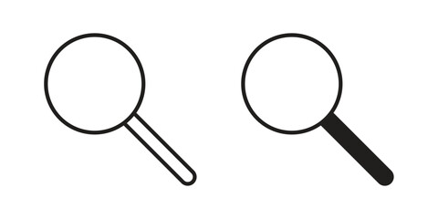 Magnifying glass icon. Outline, Glyph and Filled Outline Style