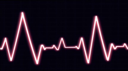 Bright red glowing EKG heartbeat line pulsating across a dark digital monitor screen for medical life support concept and critical health data visualization