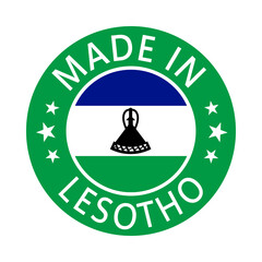 Fototapeta premium Lesotho Made in Stamp in circle with flag Vector template on white background