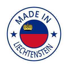 Fototapeta premium Liechtenstein Made in Stamp in circle with flag Vector template on white background