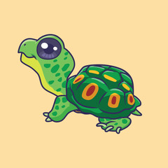 Cute Brazilian turtle animal cartoon character vector Illustration