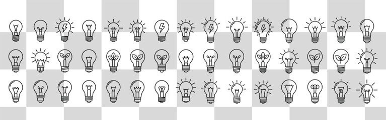Seamless pattern featuring various light bulb icons representing ideas innovation and creativity