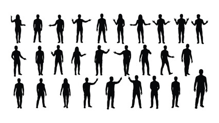 People silhouettes with various gestures isolated on white background, Vector