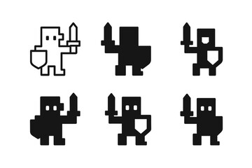 Obraz premium Pixel Hero Logos. Video Game Characters. Icon set. Set Logo of Video Game Characters: Pixel Hero. harmonious logo variations of the same emblematic concept