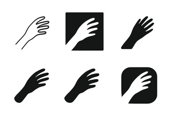 Obraz premium Reaching Arm Logos. Reaching for someone not there. Icon set. Set Logo of reaching arm silhouette. harmonious logo variations of the same emblematic concept