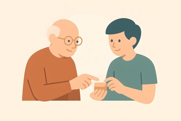 Obraz premium elder teaching young person a skill