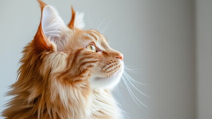 Majestic Ginger Tabby Maine Coon Cat with Intense Gaze, Captivating Portrait of a Beautiful Feline