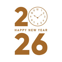 Happy new year 2026 text design for brochure design template card banner vector illustration.