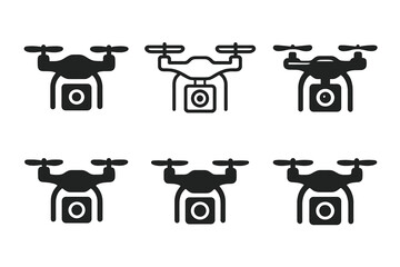 Drone Camera Logos. Photography and videography services. Icon set. Set Logo of photography and videography services: drone with camera. harmonious logo