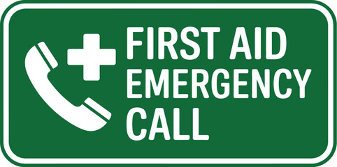 First aid emergency call sign for medical assistance and healthcare services in urgent situations needed