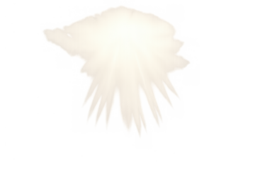 White smoke dust cloud explosion effect with light rays on transparent background, symbolizing impact, blast, powder burst