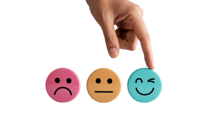 Selecting the best customer satisfaction rating among sad neutral and happy faces