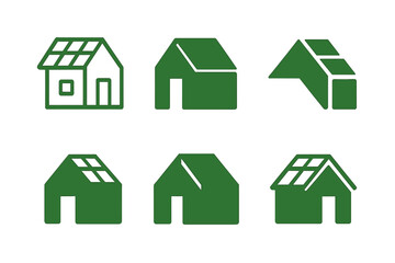 Fototapeta premium Green Building Logos. Green Building Practices. Icon set. Set Logo of Green Building Practices: Solar Panel Roof. harmonious logo variations of the same