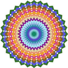 Geometric Mandala Design with Vibrant Colors Abstract Decorative Pattern and Circular Symmetry Decorative element
