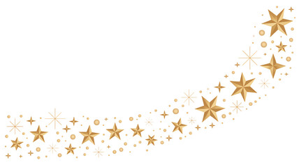 Elegant golden stars curve across black background perfect for celebrations