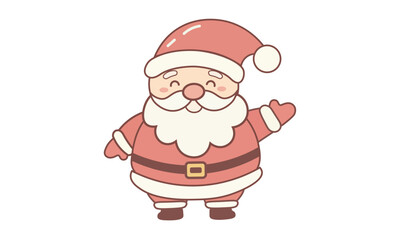 Cute cartoon Santa Claus waving hello, perfect for Christmas holiday designs