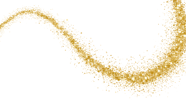 Stunning golden glitter swirl flows across deep black background for celebration