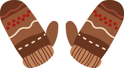 Cozy brown mittens with decorative patterns, perfect for winter warmth