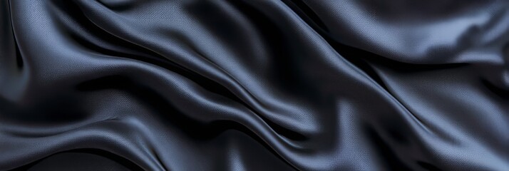 Fototapeta premium Elegant Dark Navy Textile with Fluid Dynamics and Textured Silk, Perfect for Fashion and Design