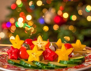 Bunte Gem&uuml;sespie&szlig;e mit Stern-f&ouml;rmigen Paprika und Zucchinischeiben 