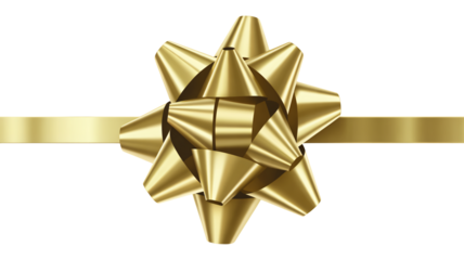 Elegant gold gift bow and ribbon shimmer against a dramatic black background