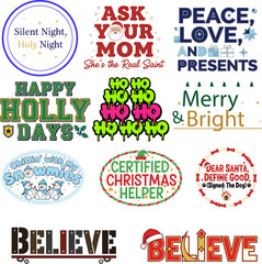 christmas holiday quote typography designs. christmas sublimation design bundle