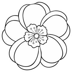 Simple Outline Drawing of a Five Petal Flower with Center Detail