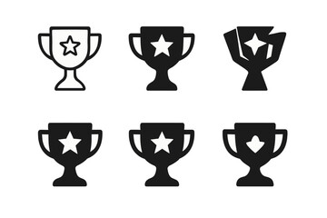 Top Performer Icons. Top performer award. Icon set. Set Logo of top performer award: trophy cup. harmonious logo variations of the same emblematic concept