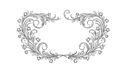 Elegant symmetrical floral design, featuring intricate leaves, delicate flowers, and swirling decorative elements, creating a refined aesthetic.