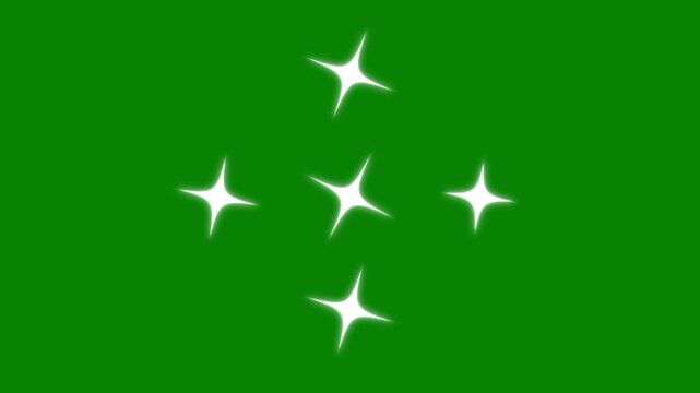 Twinkle Sparkling stars Shine animation on green screen, doodles style stars Blinking retro vector stars and starry night sky, looping animation, Animation twinkling stars on a green background. 4k