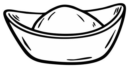 Cartoon style ingot outline icon vector illustration symbol of wealth and fortune