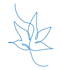 Delicate blue line art featuring a stylized bird and leaf, perfect for minimalist designs, logos, or branding projects seeking a touch of nature and elegance