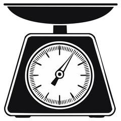 Analog Balance Scale Kitchen Tool for Weight Measurement Monochrome Vector Illustration