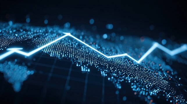 Digital World's Ascent: An illuminating graph charting progress across a globally connected digital landscape, symbolizing financial growth and technological advancement.