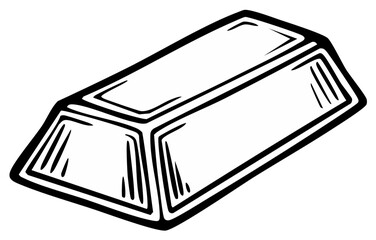 Vector line art icon of a gold bar ingot, a financial symbol of wealth and investment