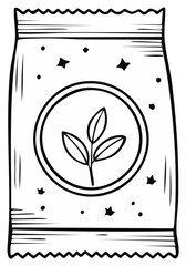 Doodle style package with plant in circle and dots stars vector isolated drawing