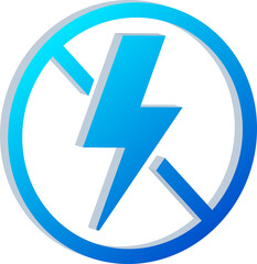 3D No Flash Icon with Lightning Symbol Crossed Out