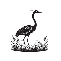 Minimalist Exotic Crane Bird Vector Icon For Logo Branding And Wildlife Illustration