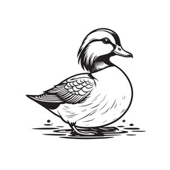 Minimalist Mandarin Duck Vector Icon For Logo Branding And Modern Wildlife Design